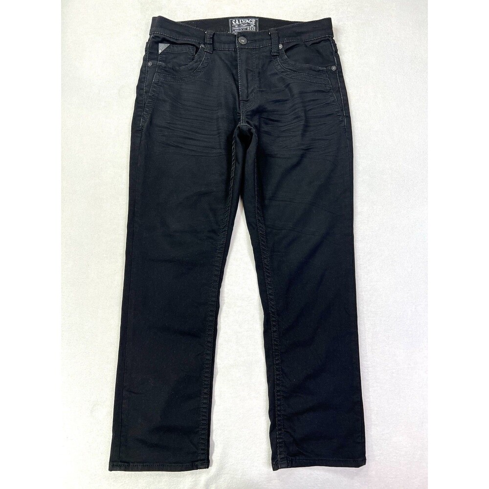 Salvage Mayhem Straight Leg Denim Jeans Mens 34x30 Stretch Regular Fit Black
